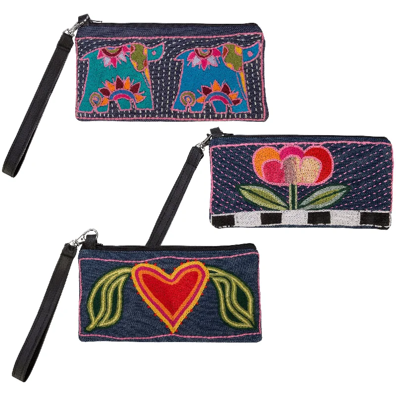 Wallets for quick access-Amarasti Embroidered Wristlet