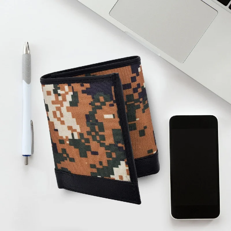 Backpack for solo vacations-RFID Camouflage Pattern Leather Trifold Wallet