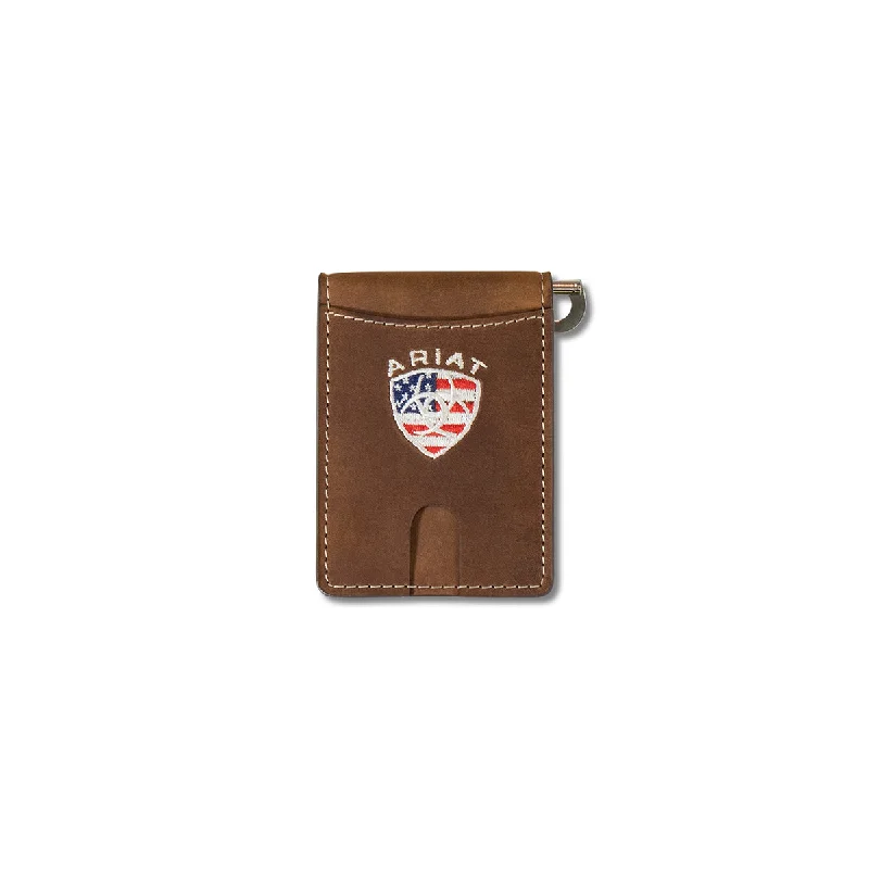 Backpack with added zippers-Ariat American Flag Money Clip