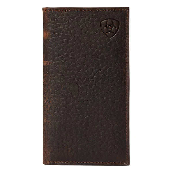 Backpack stylish leather-Ariat Brown Shield Logo Rodeo/Checkbook Wallet