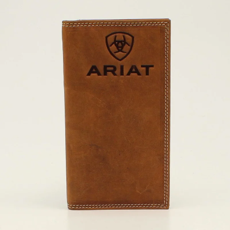 Backpack with wide capacity-Ariat Embossed Logo Brown Rodeo Wallet