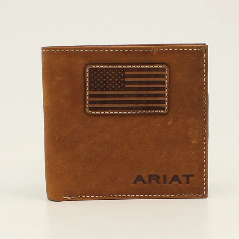 Backpack for solo jaunts-Ariat Flag Patch Bifold Wallet