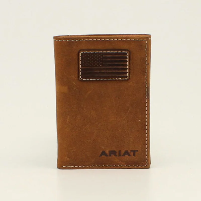 Backpack for vale trips-Ariat Flag Patch Trifold Wallet