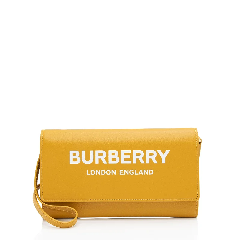 Keychains with wooden accents-Burberry Leather Hazelmere Wallet on Strap