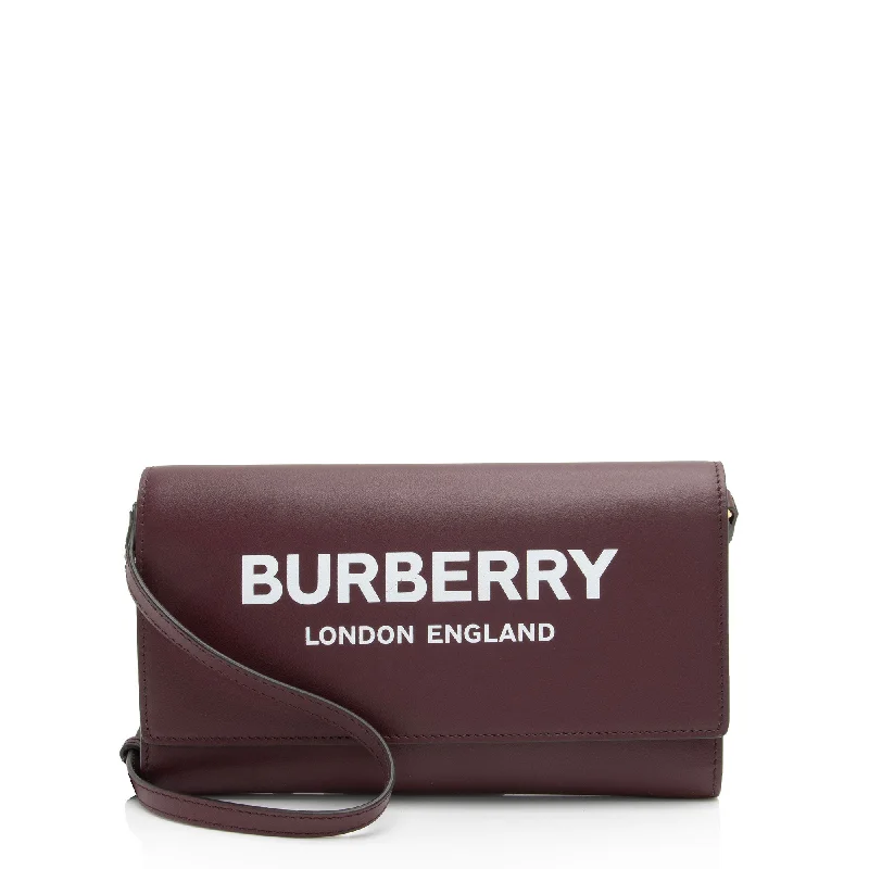 Wallets for student IDs-Burberry Leather Hazelmere Wallet on Strap