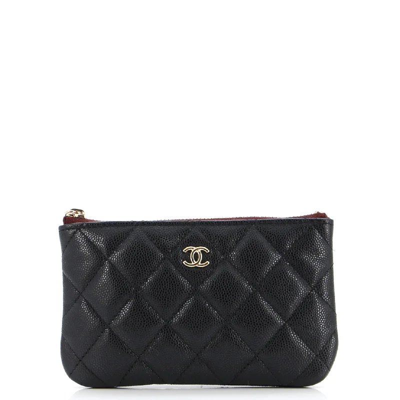 Wallets for fast pockets-Classic O Case Pouch Quilted Caviar Mini