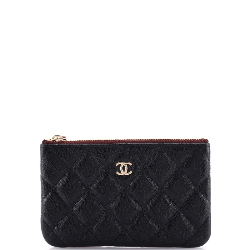 Wallets with holiday vibes-Classic O Case Pouch Quilted Caviar Mini