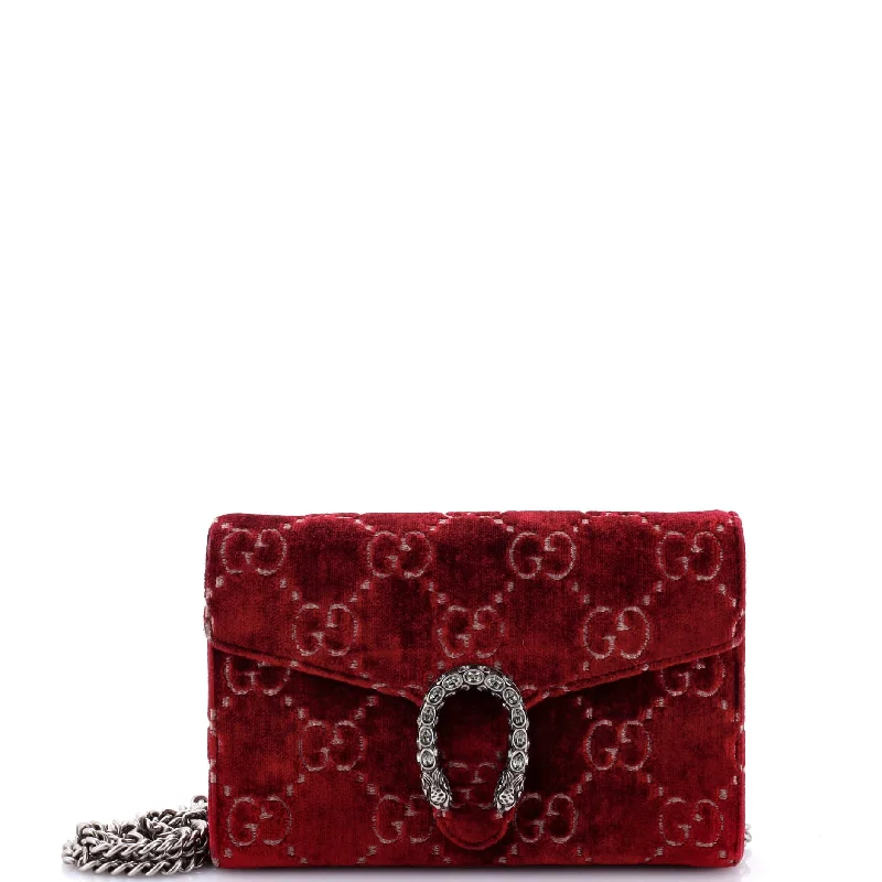 Keychains with sports hooks-Dionysus Chain Wallet GG Velvet Small