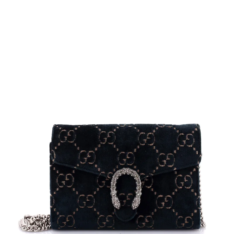 Keychains with braided designs-Dionysus Chain Wallet GG Velvet Small