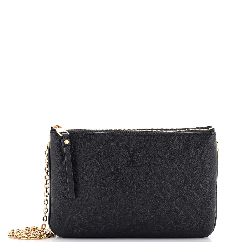 Wallets for urban tones-Double Zip Pochette Monogram Empreinte Leather