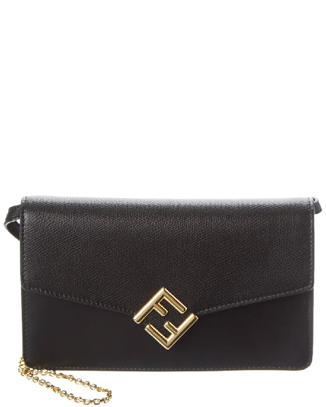 Wallets for fast flaps-FENDI FF Diamonds Leather Wallet On Chain