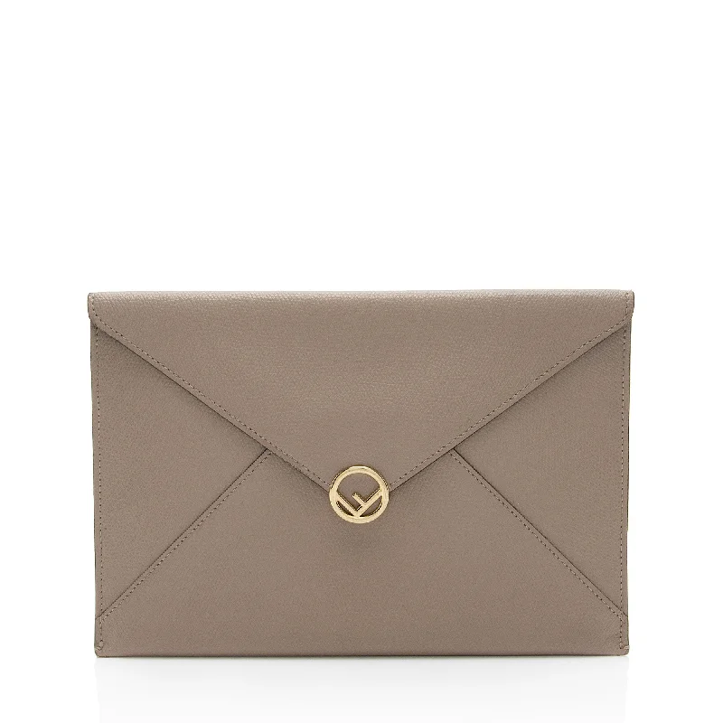 Wallets with trifold designs-Fendi Leather 1974 Envelope Pouch