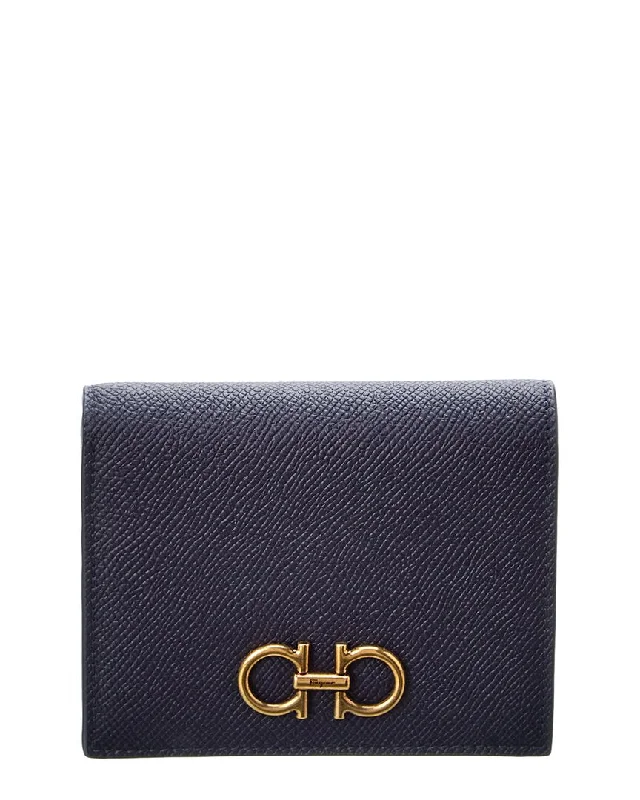 Wallets for winter use-Ferragamo Gancini Leather Compact French Wallet