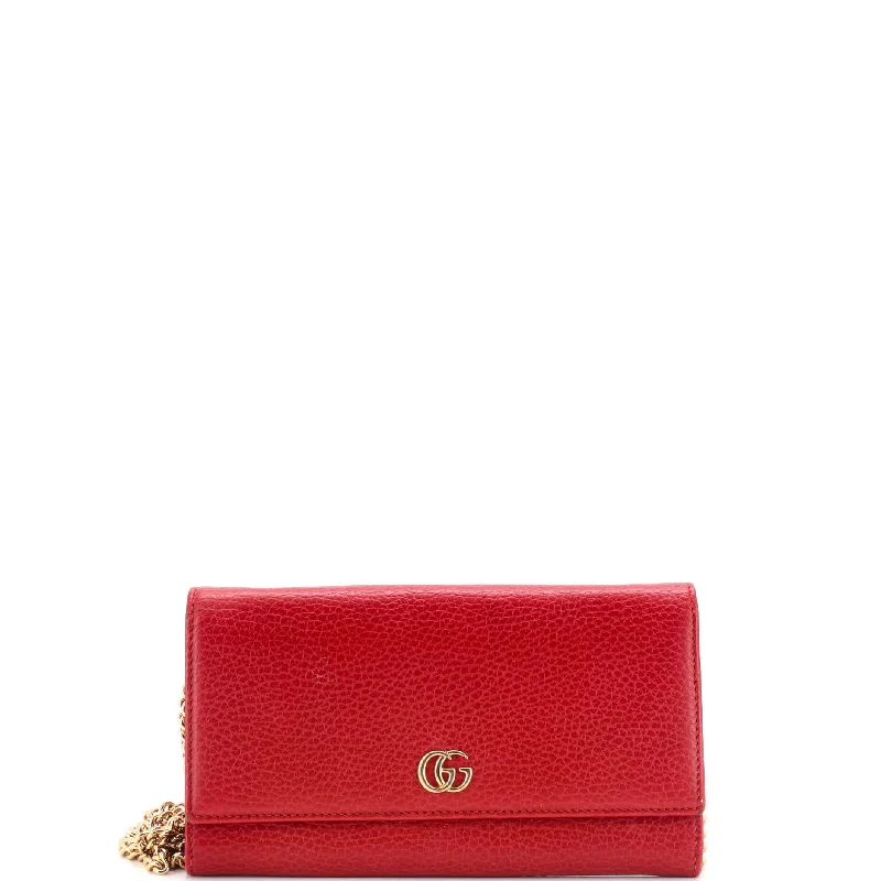 Wallets with winter pockets-GG Marmont Continental Chain Wallet Leather