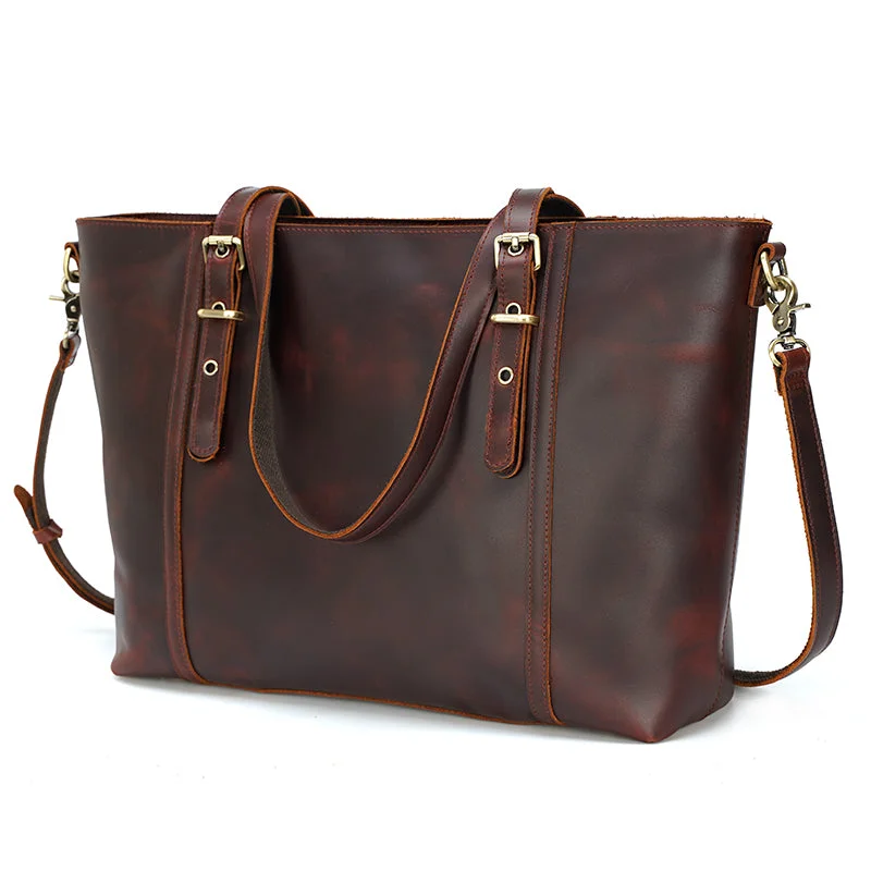 Wallets with quilted pockets-Gianna Top-Grain Leather Tote for Women