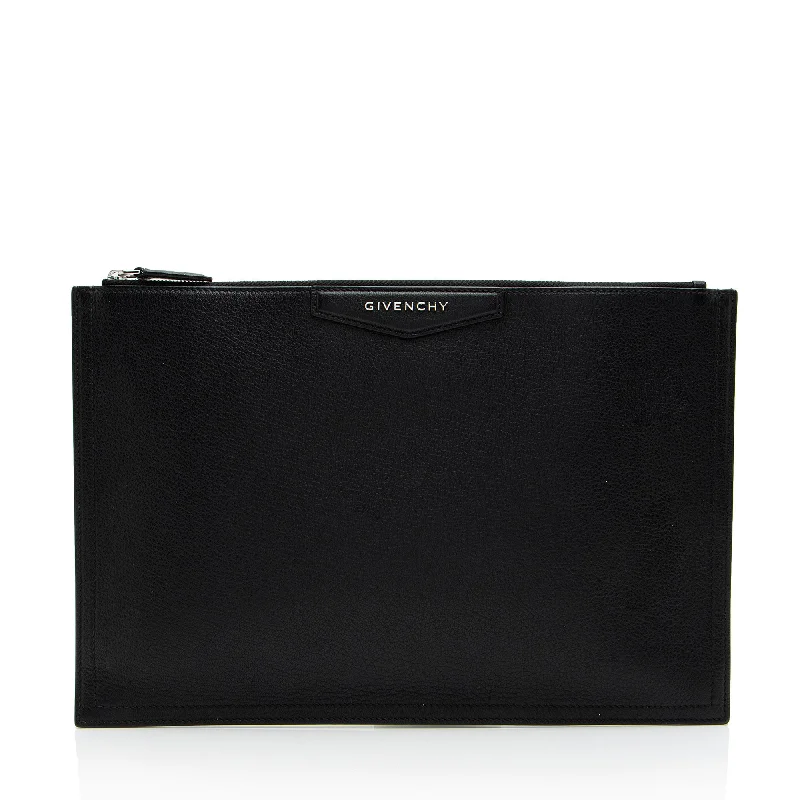 Wallets with hidden pockets-Givenchy Brogue Leather Antigona Zip Pouch