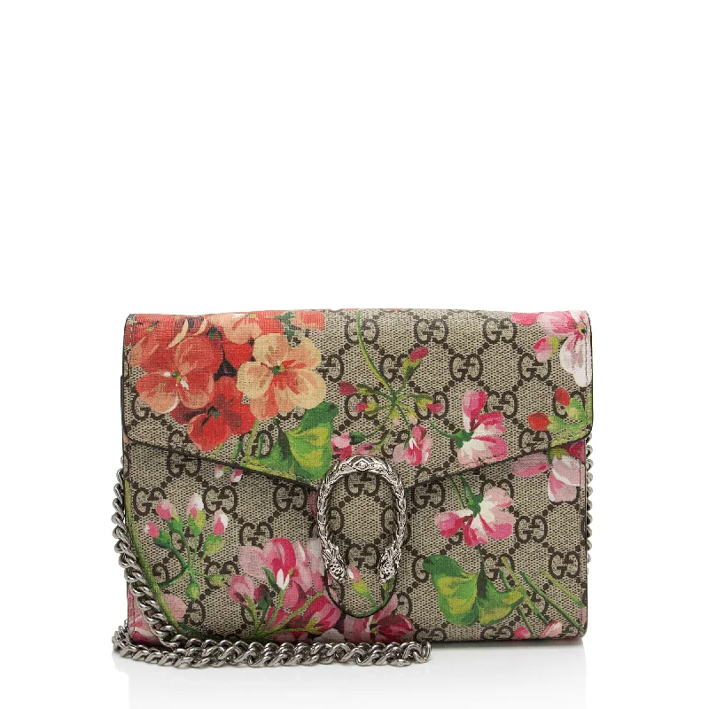 Wallets for outdoor use-Gucci GG Supreme Blooms Dionysus Chain Wallet