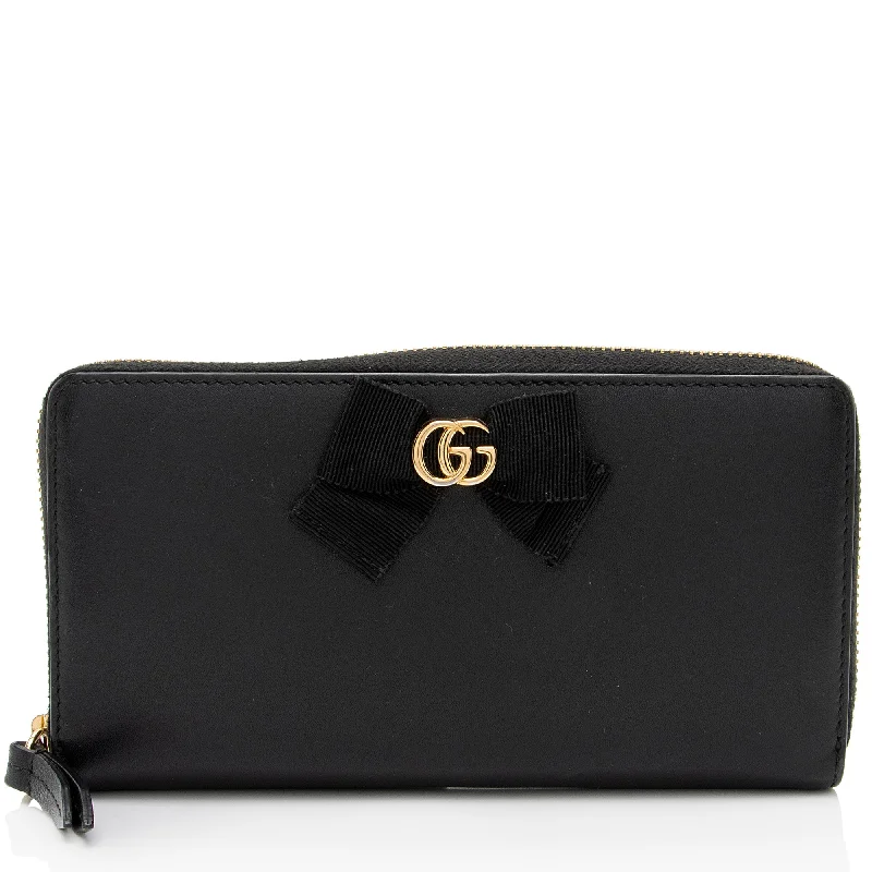 Wallets for kids’ money-Gucci Leather GG Bow Zip Around Wallet