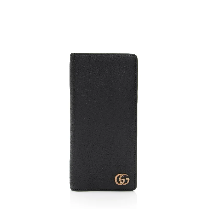 Keychains with travel motifs-Gucci Leather GG Marmont Bi-Fold Long Wallet