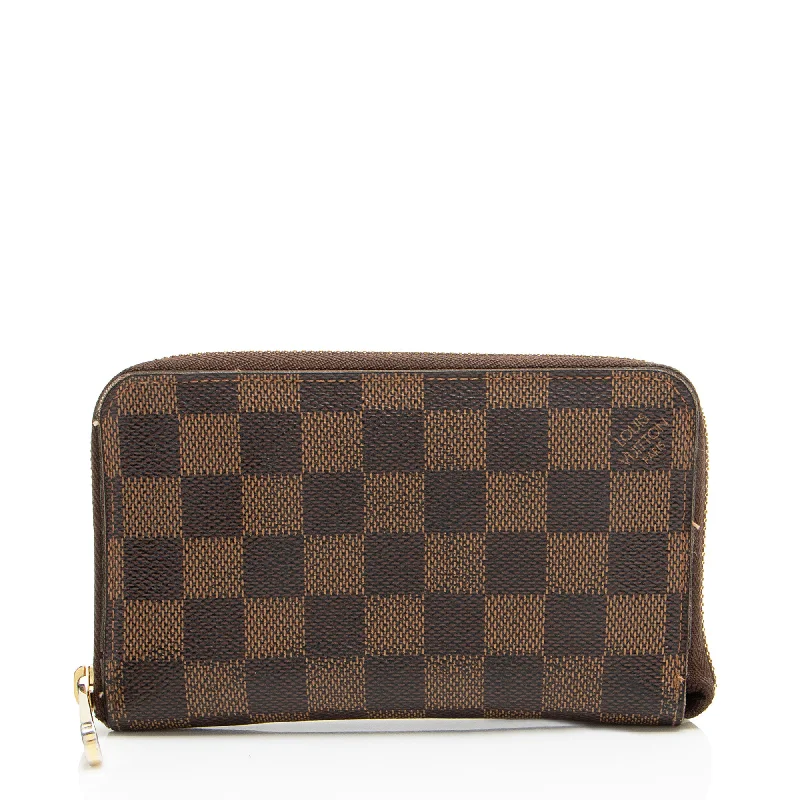 Keychains with leather straps-Louis Vuitton Damier Ebene Compact Zippy Wallet