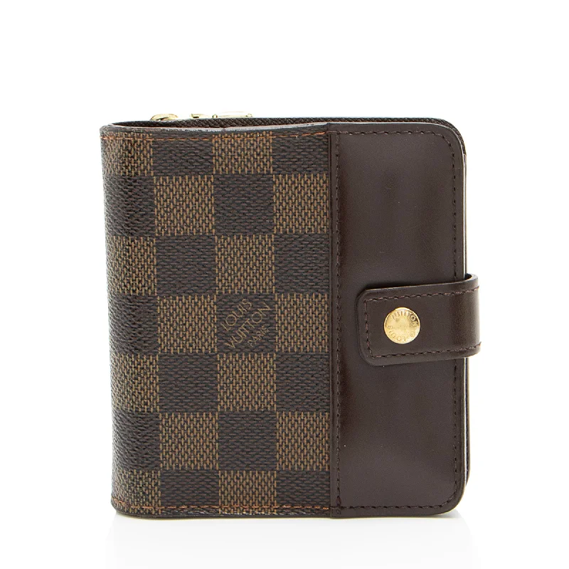 Keychains with LED lights-Louis Vuitton Damier Ebene Zipped Compact Wallet