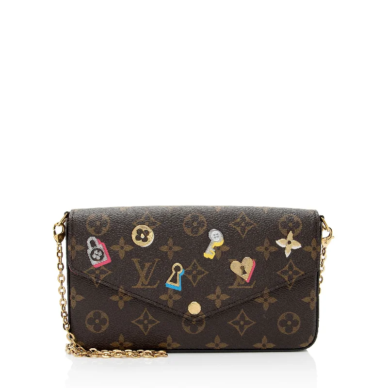 Wallets for office needs-Louis Vuitton Monogram Canvas Love Lock Felicie Pochette