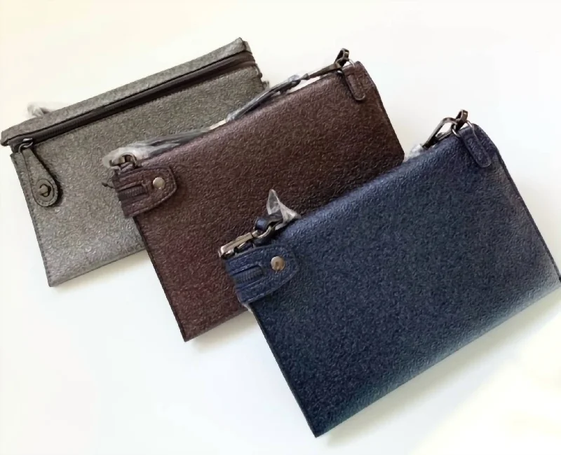 Wallets for festival gear-Metallic Clutch/cb In Navy Blue