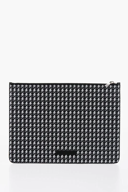 Wallets with chic styles-Neil Barrett All-Over Logo Leather Pouch