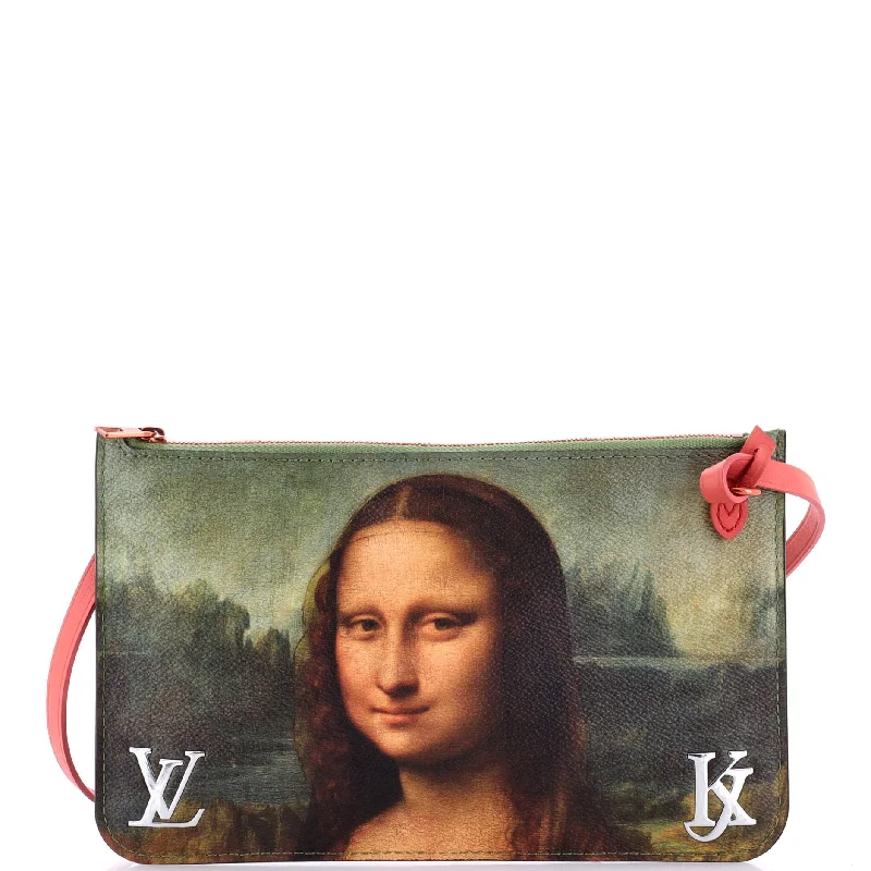 Keychains with soft trims-Neverfull Pochette Limited Edition Jeff Koons Da Vinci Print Canvas Large