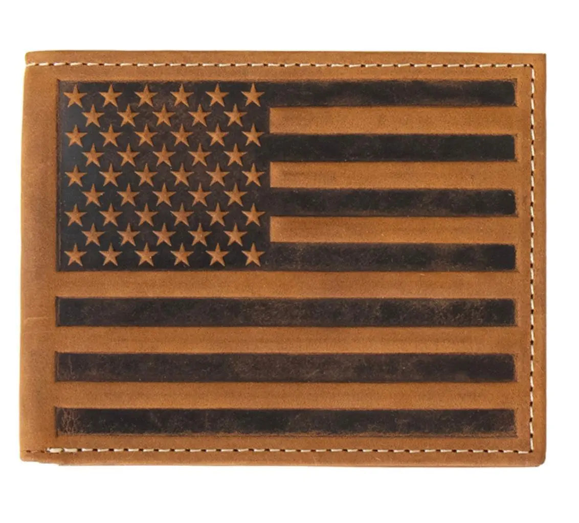 Backpack trendy patterns-Nocona Embossed Flag American Wallet