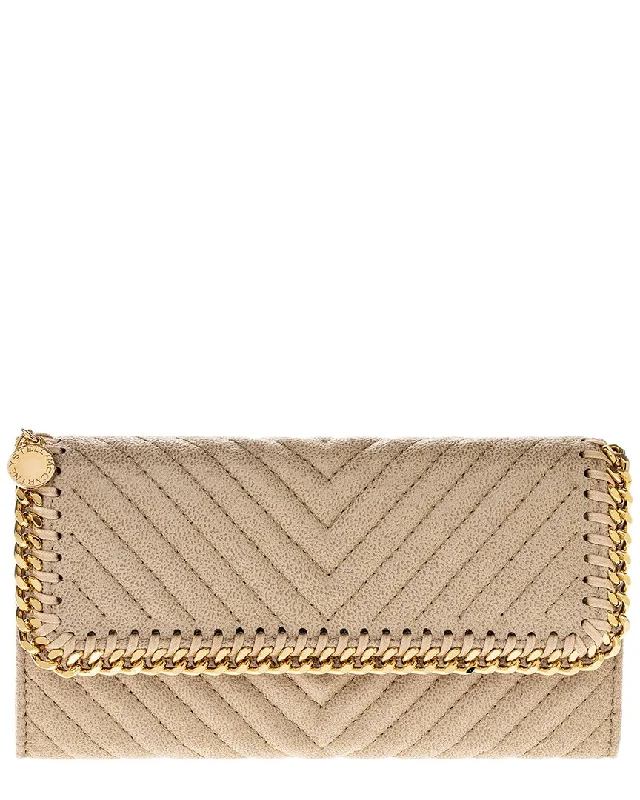 Wallets with sleek slots-Stella McCartney Falabella Chevron Quilted Flap Wallet