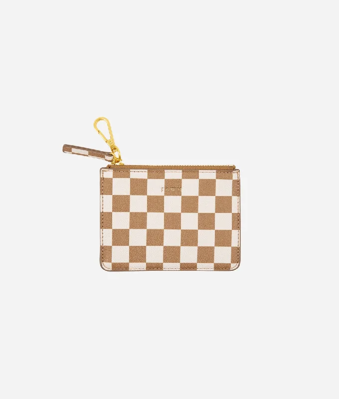 Backpack light straps-The Wallet Pouch - Tan/White Check