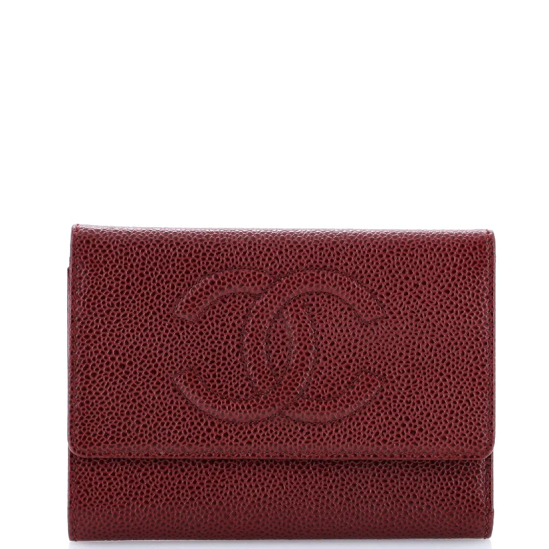 Wallets with quilted flaps-Trifold CC Wallet Caviar Long