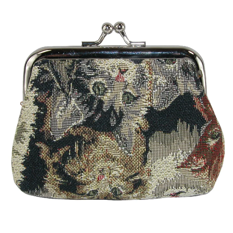 Keychains with rubber clips-Women's Cat Print Tapestry Coin Purse Wallet