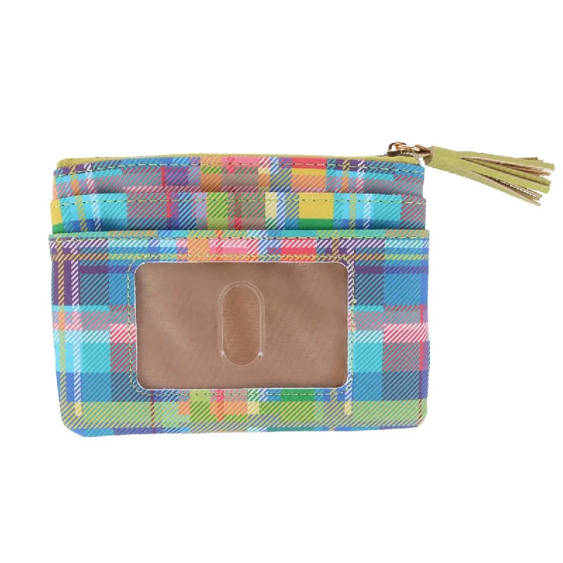 Wallets with holiday pockets-Women's Madras Vegan Leather Large ID Coin Case