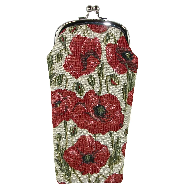 Wallets with elastic pockets-Women's Poppy Print Tapestry Glasses Case