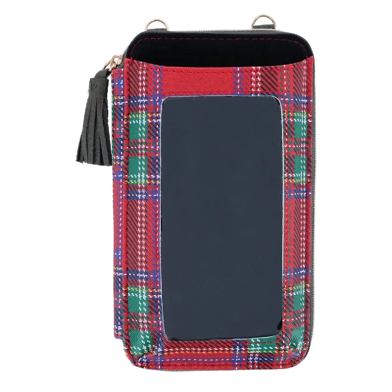 Wallets for city flaps-Women's Tartan Plaid Printed Vegan Leather Everywhere Wallet