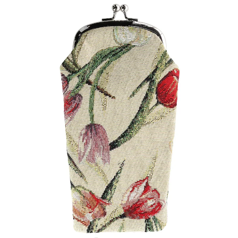 Wallets with tiny flaps-Women's Tulip Print Tapestry Glasses Case