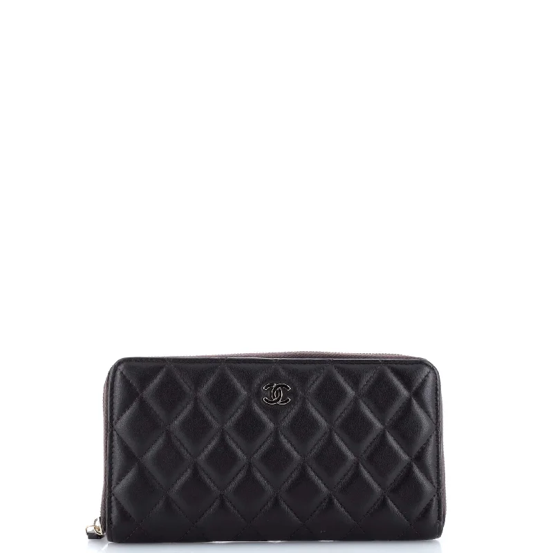 Wallets with modern vibes-Zip Around Wallet Quilted Lambskin Long