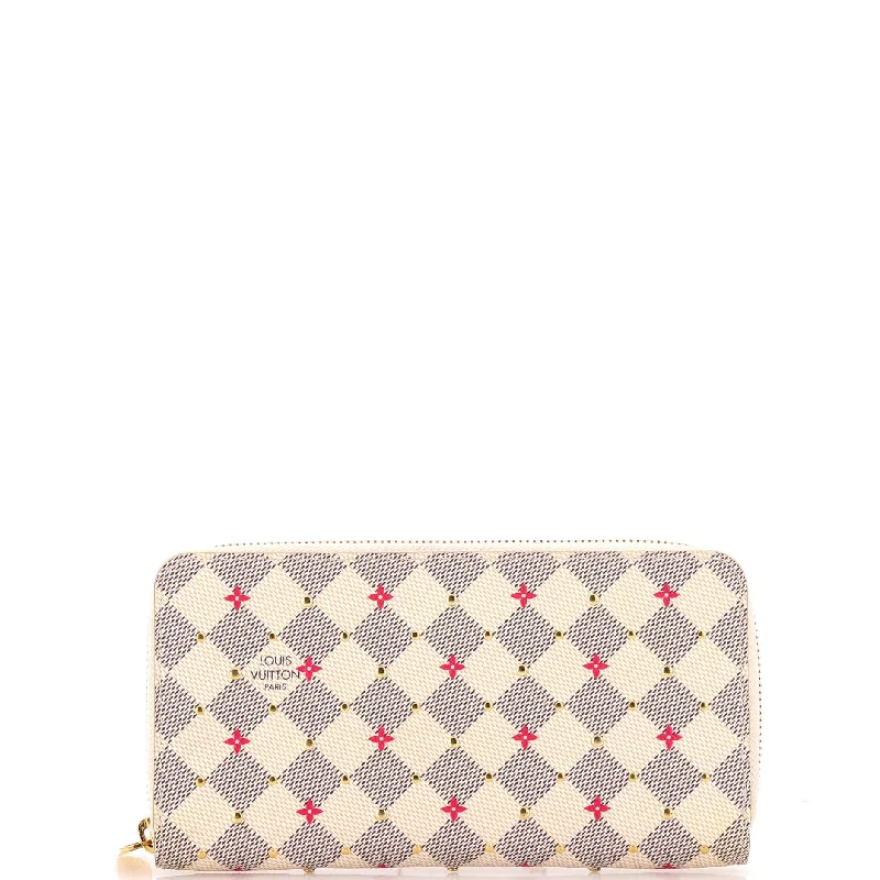 Wallets with trifold pockets-Zippy Wallet Flower Printed Studded Damier