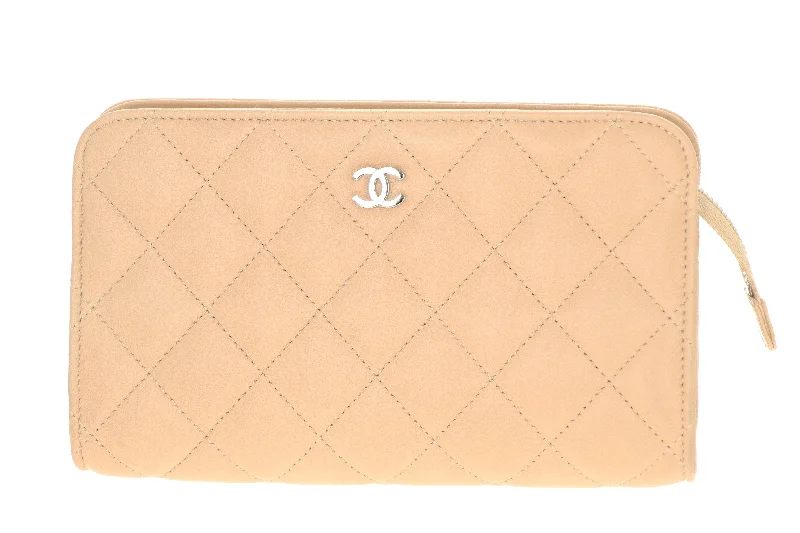 Handbag influencer picks-Chanel Camel Leather Cosmetic Bag/Clutch