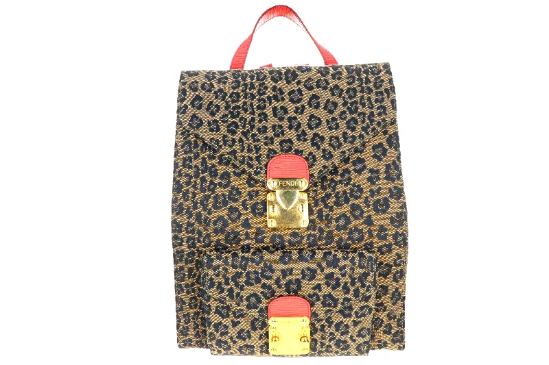 Handbag zipper closure-Fendi Leopard Print Backpack