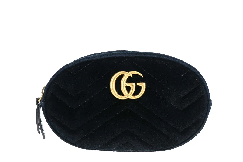 Handbag quality check-Gucci GG Marmont Velvet Matelassé Belt Bag