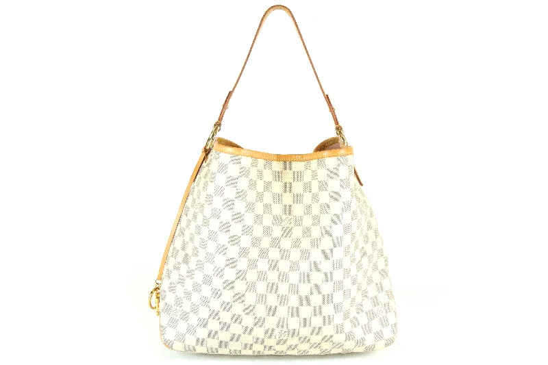 Handbag size guide-Louis Vuitton Damier Azur w/ Rose Ballerine Interior Delightful MM