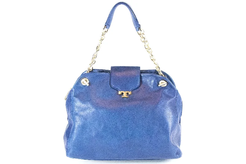 Handbag glossy look-Tory Burch Navy Leather Megan Satchel