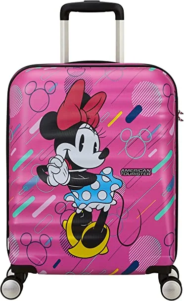 Durable suitcase for kids-American Tourister Disney Wavebreaker Carry-On Spinner Luggage - Minnie Future Pop