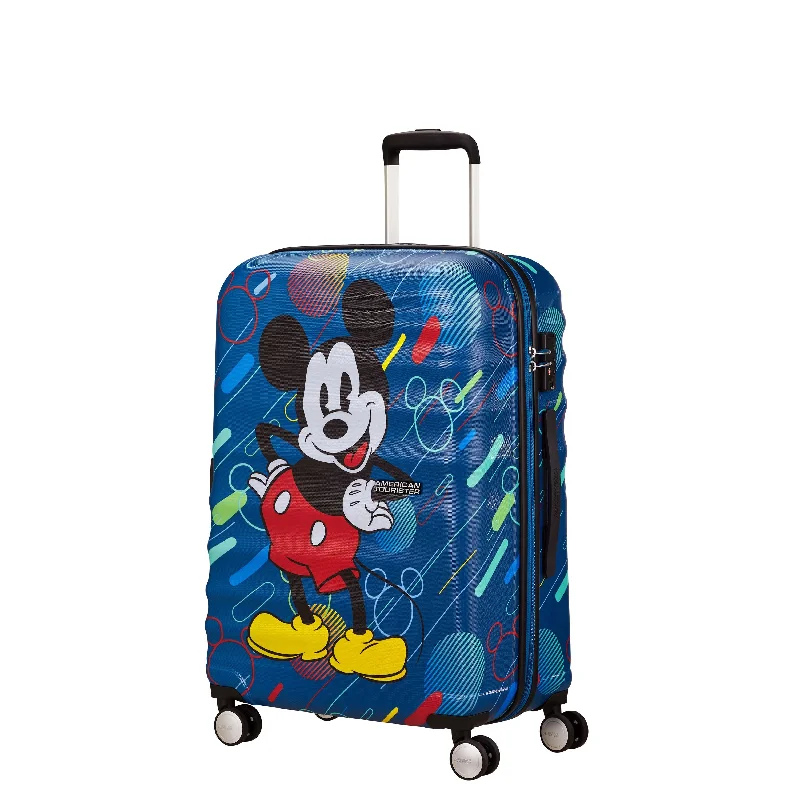 Suitcase for tough journeys-American Tourister Disney Wavebreaker Spinner Medium Luggage - Mickey Future Pop