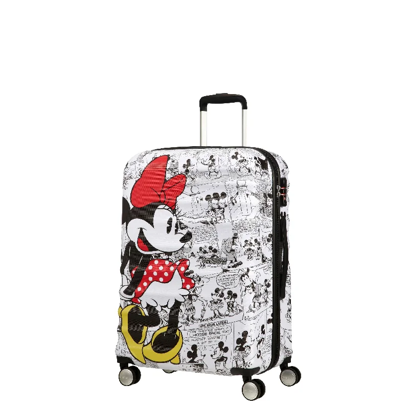 Stylish suitcase for travel-American Tourister Disney Wavebreaker Spinner Medium Luggage - Minnie Comics White