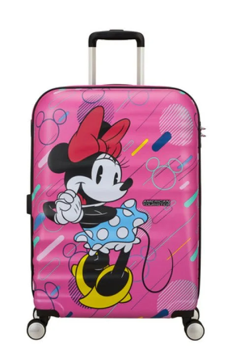 Suitcase with padded interior-American Tourister Disney Wavebreaker Spinner Medium Luggage - Minnie Future Pop