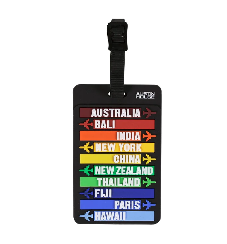 Travel suitcase for professionals-Austin House Classic Luggage Tag - Rainbow Colour Destinations